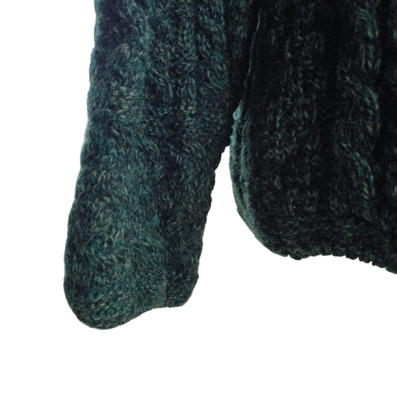 Carraig Donn Womens Wool Cable Knit Cardigan Sweater Marled Green Size M Ireland - Picture 4 of 7